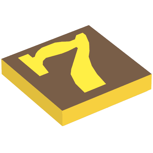 Tile 2 x 2 with Number 7 Brown Background Pattern