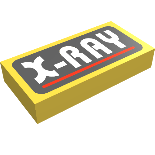 Tile 1 x 2 with 'X-RAY' Print