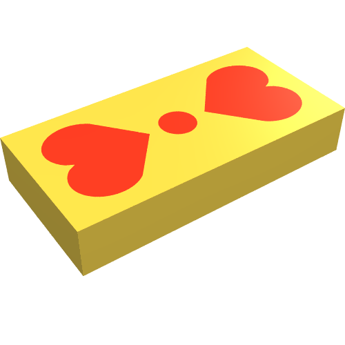 Tile 1 x 2 with Red Hearts Print Scala Jewelry