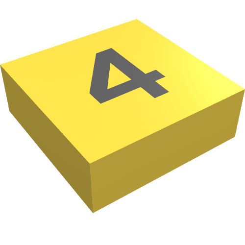 Tile 1 x 1 with Black '4' Print