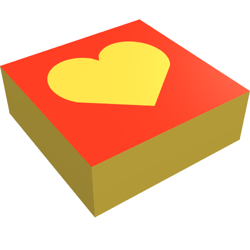 Tile 1 x 1 with Yellow Heart Print