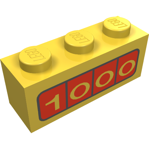 Brick 1 x 3 with Cash Register '1000' Display Print