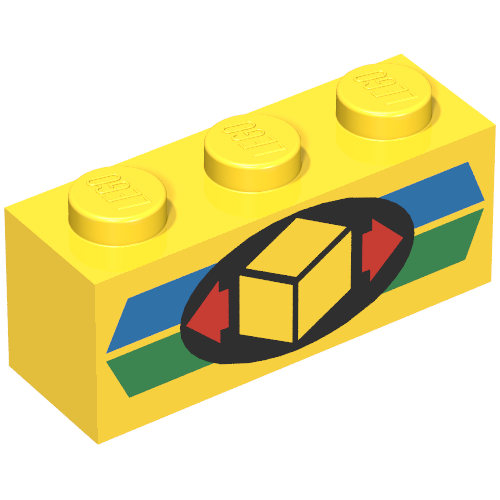 Brick 1 x 3 with Green and Blue Stripe with Cargo Logo Print