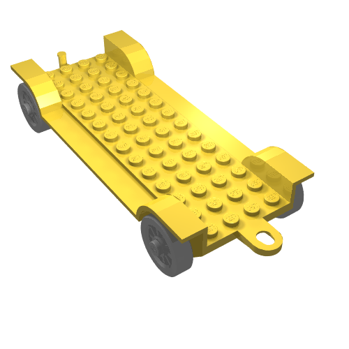 Fabuland, Vehicle Base, Car Chassis 14 x 6.5 with Tow-Hook and Light-Gray Wheels