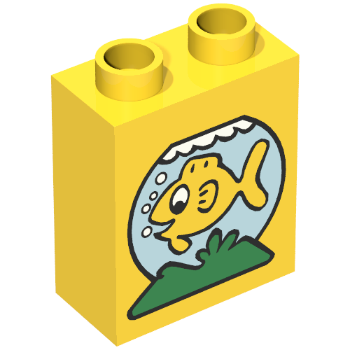 Duplo Brick 1 x 2 x 2 with Fishbowl Print