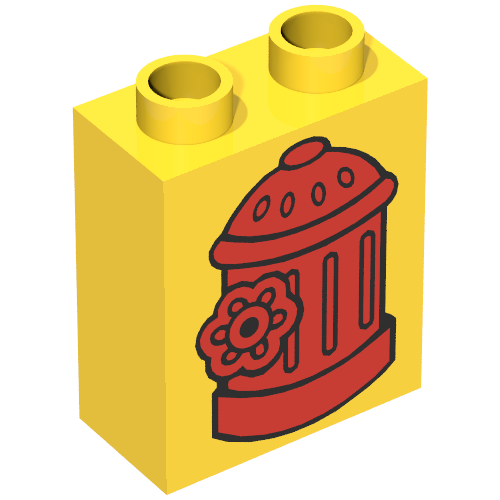 Duplo Brick 1 x 2 x 2 with Red Fire Hydrant Print