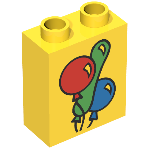 Duplo Brick 1 x 2 x 2 with Three Balloons Print