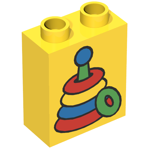 Duplo Brick 1 x 2 x 2 with Stacking Rings Toy Print