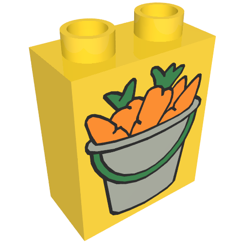 Duplo Brick 1 x 2 x 2 with Bucket of Carrots Print