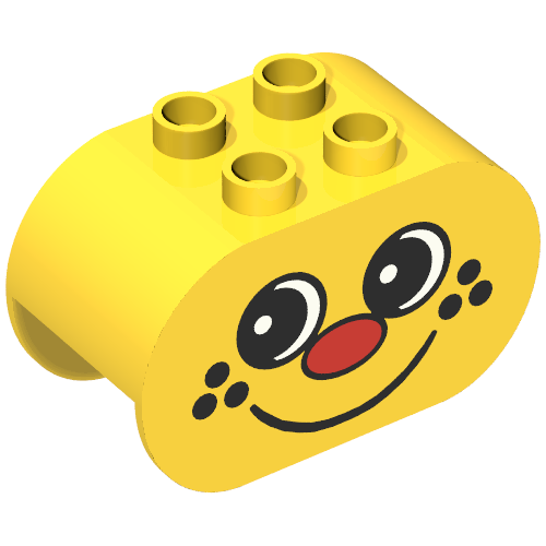 Duplo Brick 2 x 4 x 2 Rounded Ends with Red Nose and Freckle Face Print