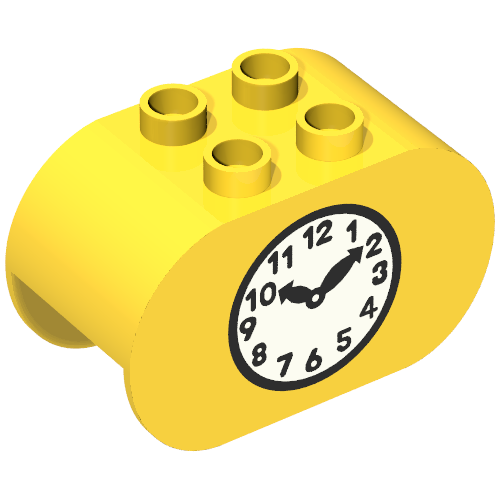 Duplo Brick 2 x 4 x 2 Rounded Ends with Clock Print