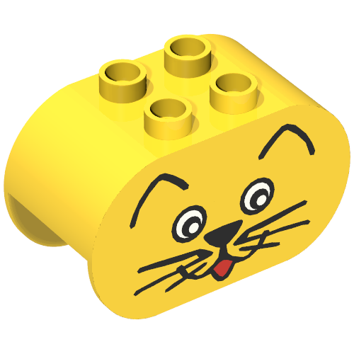 Duplo Brick 2 x 4 x 2 Rounded Ends with Cat Face Print