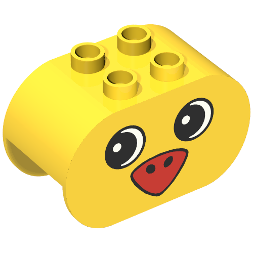 Duplo Brick 2 x 4 x 2 Rounded Ends with Bird Face Print