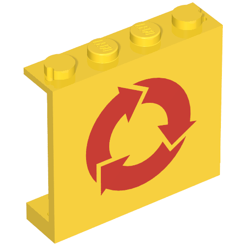 Panel 1 x 4 x 3 - Solid Studs with Recycling Arrows Print [6693 / 9354]