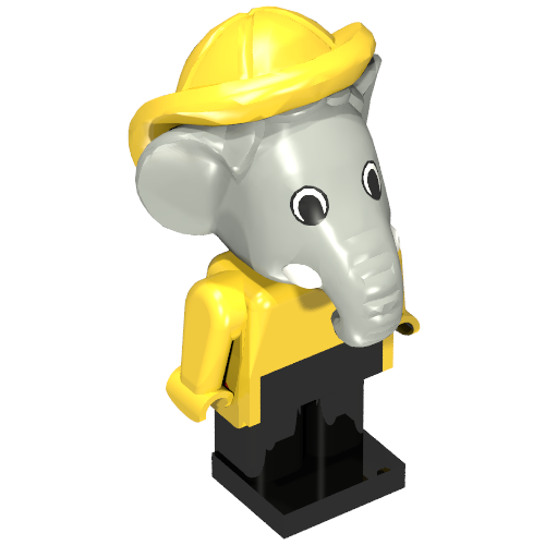 Fabuland Figure, Edward Elephant, Yellow Shirt, Yellow Hat, White Eyes