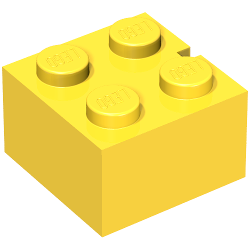 Brick 2 x 2 without Bottom Tubes, Slotted (with 1 slot)