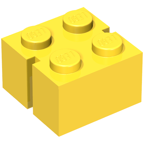 Brick 2 x 2 without Bottom Tubes, Slotted (with 2 slots, opposite)