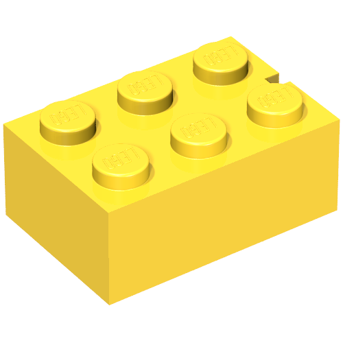 Brick 2 x 3 without Bottom Tubes, Slotted (with 1 slot)