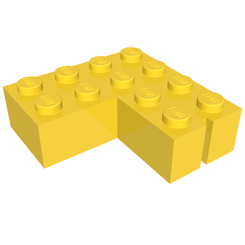 Brick 4 x 4 Corner without Bottom Tubes, Slotted (with 1 slot, left side)