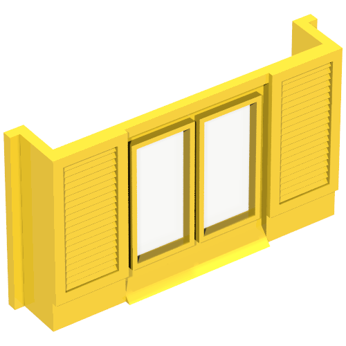 Window 1 x 6 x 3 Shuttered with Glass for Slotted Bricks