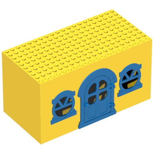 Fabuland, Building, House Block with Blue Door and Blue Windows