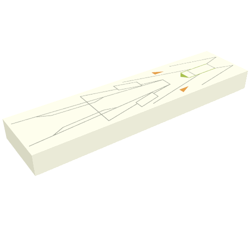 Tile 1 x 4 with Gray, Orange, and Green Lines Print