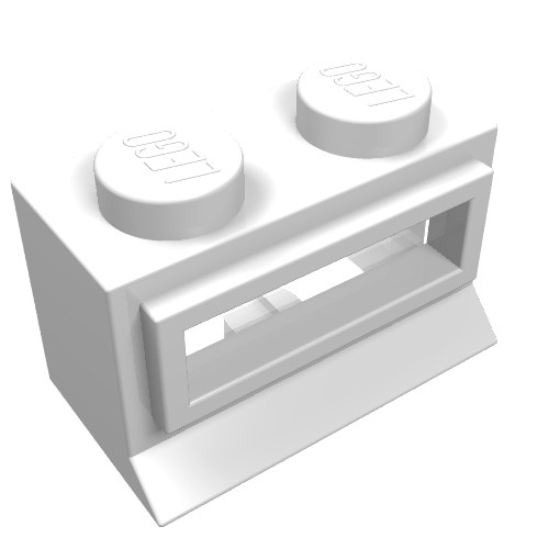 Window 1 x 2 x 1, Extended Lip, Solid Stud [with Glass]