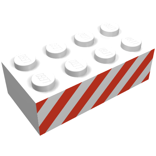 Brick 2 x 4 with Red Diagonal Stripes Print