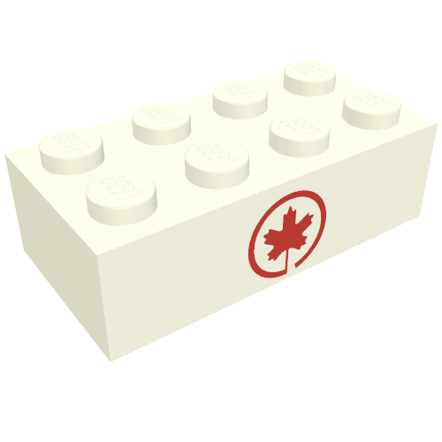 Brick 2 x 4 without Cross Supports with Air Canada Maple Leaf Logo Print