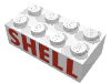 Brick 2 x 4 without Cross Supports with Red 'SHELL' Print