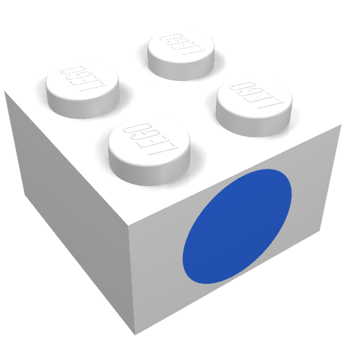 Brick 2 x 2 with Blue Dot on One Side Print
