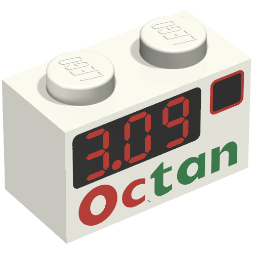 Brick 1 x 2 with 'Octan 3.09' Print