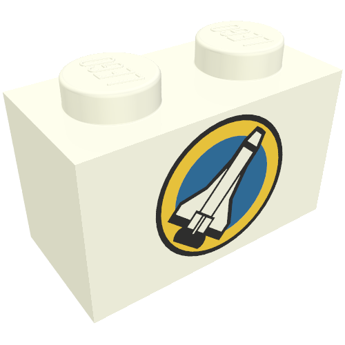 Brick 1 x 2 with Shuttle and Yellow Circle Print