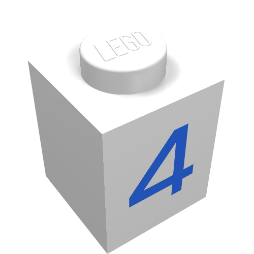 Brick 1 x 1 with Blue '4' Print