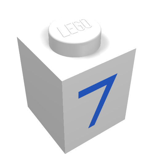 Brick 1 x 1 with Blue '7' Print