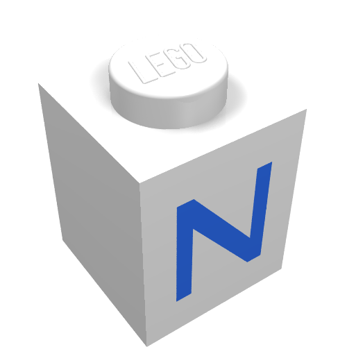 Brick 1 x 1 with Blue N Print