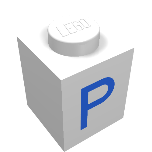 Brick 1 x 1 with Blue P Print