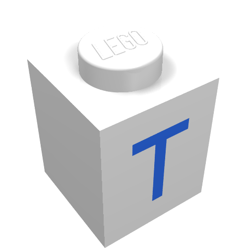 Brick 1 x 1 with Blue T Print
