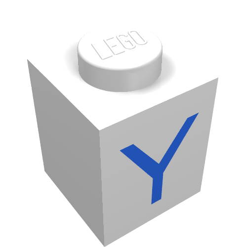 Brick 1 x 1 with Blue Y Print
