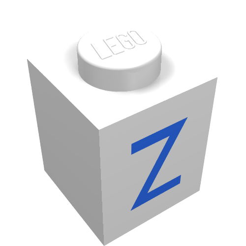 Brick 1 x 1 with Blue Z Print