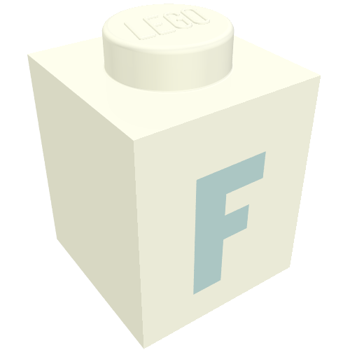 Brick 1 x 1 with Blue 'F' Print (Bold Font)
