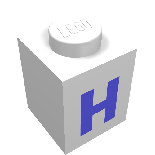 Brick 1 x 1 with Blue 'H' Print (Bold Font)