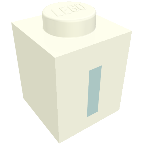 Brick 1 x 1 with Blue 'I' Print (Bold Font)