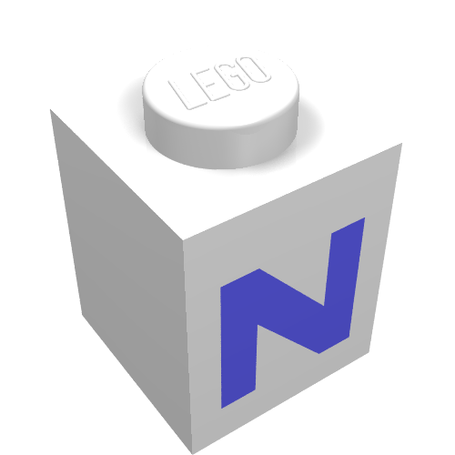 Brick 1 x 1 with Blue 'N' Print (Bold Font)