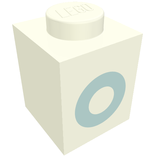 Brick 1 x 1 with Blue 'O' Print (Bold Font)