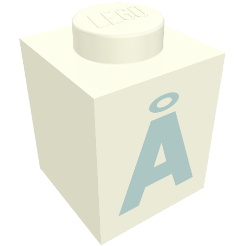 Brick 1 x 1 with Blue Danish 'Å' Print (Bold Font)