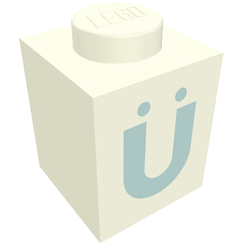 Brick 1 x 1 with Blue 'Ü' Print (Bold Font)