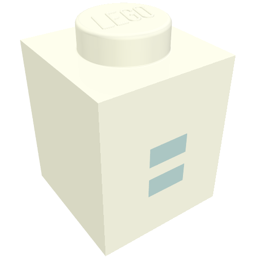 Brick 1 x 1 with Blue '=' Print (Bold Font)