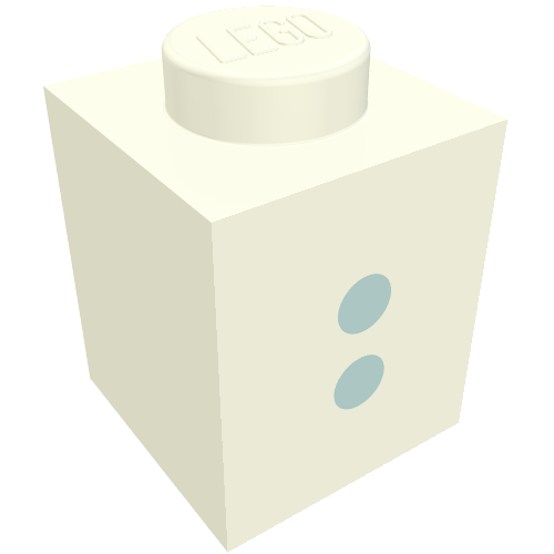 Brick 1 x 1 with Blue ':' Print (Bold Font)