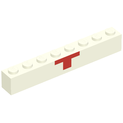 Brick 1 x 8 with Red Cross Lower Half Print